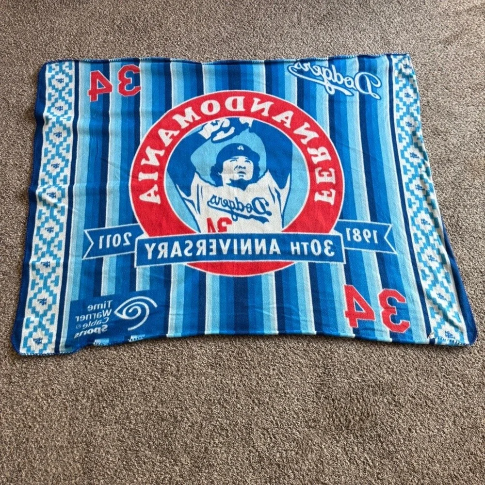 LA Dodgers Fleece Blanket Unisex OS Blue Excellent Fernandomania 30th‎